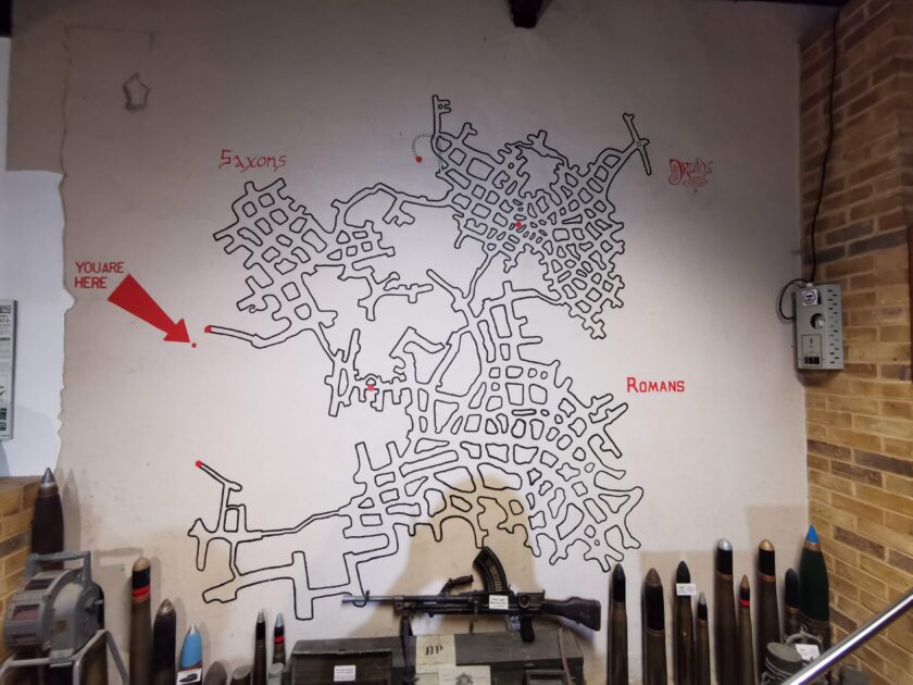 Chislehurst Caves labyrinth map including Romans, Druids and Saxons